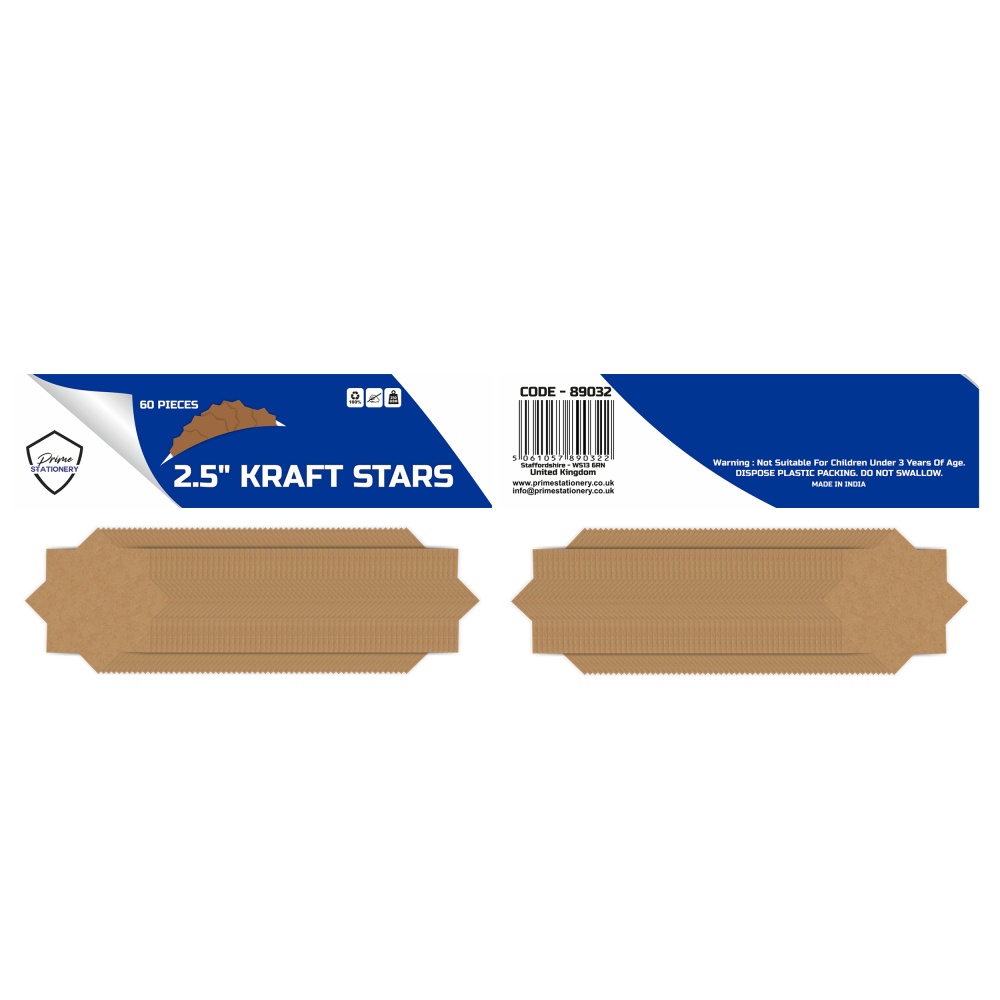 Prime 2.5'' Kraft Stars Pack of 60